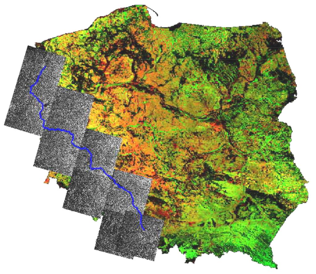 Projekty GIS | Monitoring fali powodziowej na Odrze w 1997 roku | Teledetekcja radarowa | GEOSYSTEMS Polska